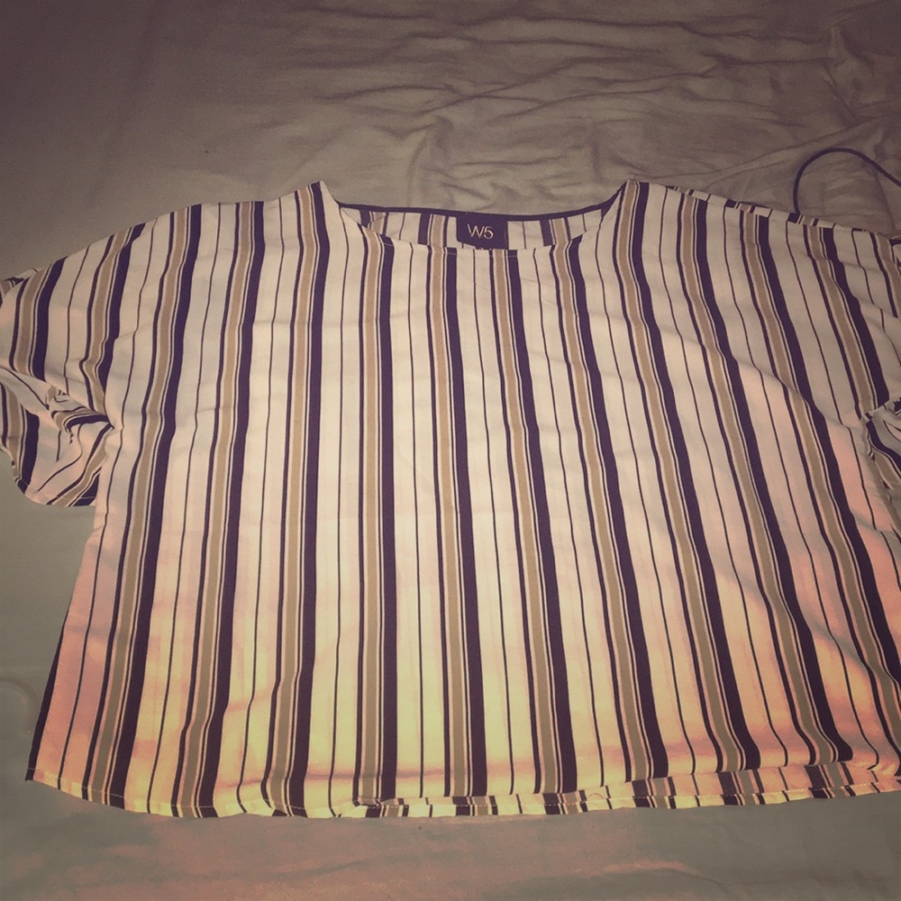 White, Black and Tan blouse